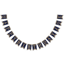 Grattis Navy Blue Gold  3 Bokstäver Namn Joe Vimplar