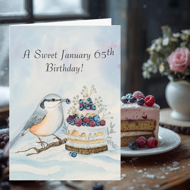 Grattis Nötväcka 65-årsdag i Januari Kort (Skapare uppladdad)