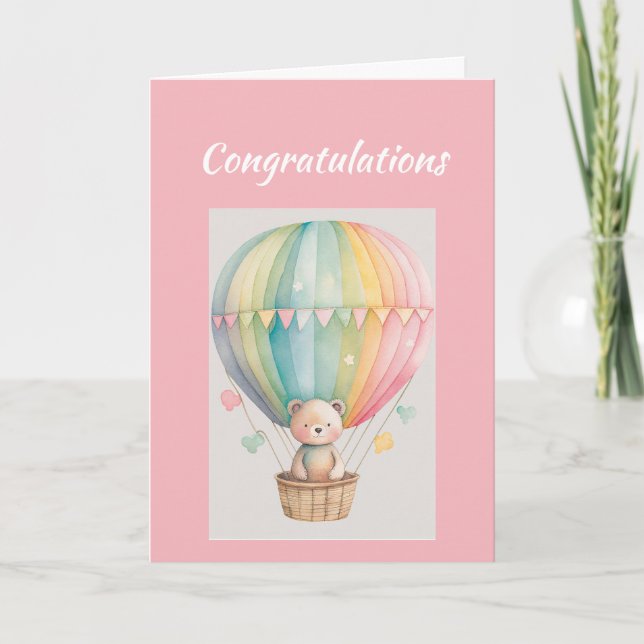 Grattis Ny Bebis Flicka Söt Teddybjörn  Kort (Framsida)