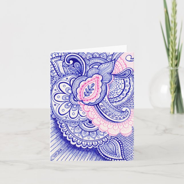 Grattis Ny Bebis Mamma Damask Indisk Mandala Kort (Framsida)