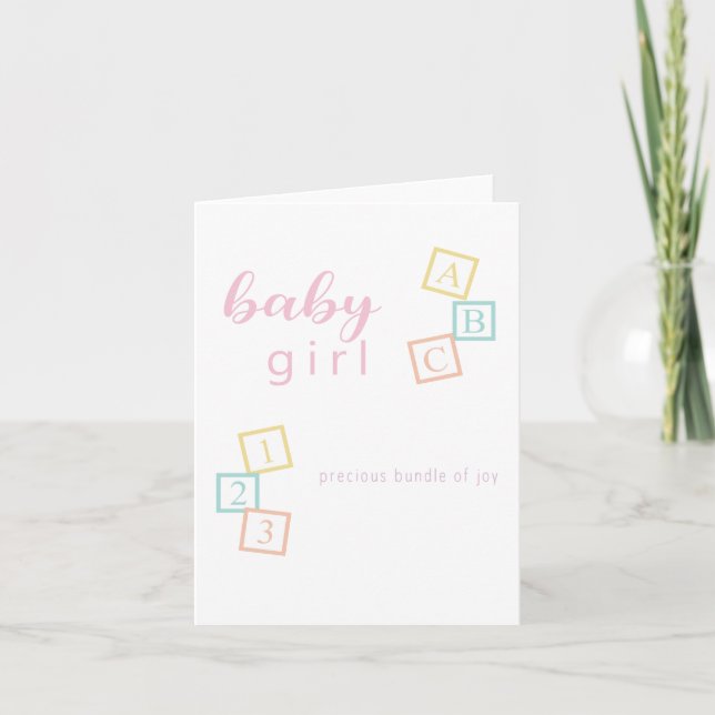 Grattis Ny Bebis Shower Kort Babyflicka (Framsida)