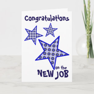 Grattis ny grafik med blå stjärna kort