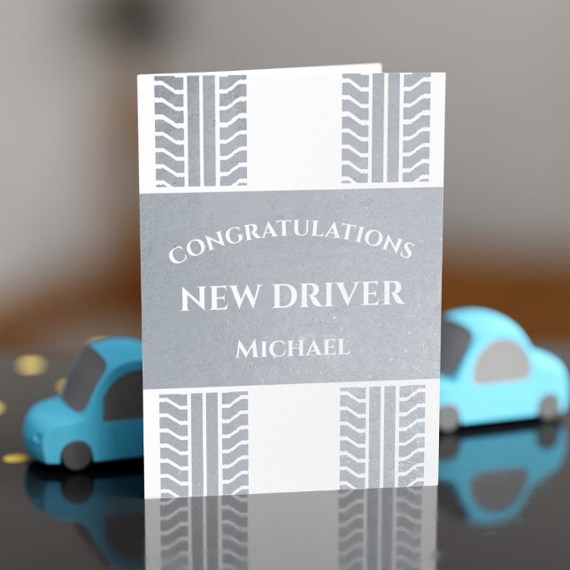 Grattis Ny Körkort Däckmönster Foliekort Folierat Kort (Congrats to the new driver who just passed their driving test! Just add your message)