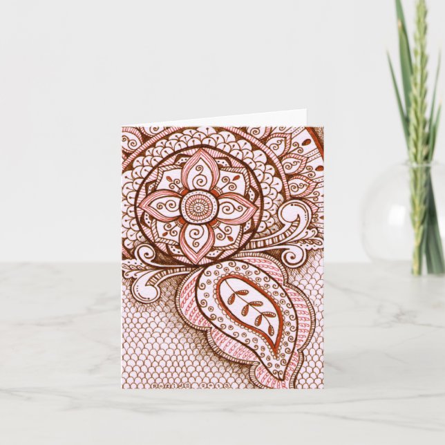 Grattis Ny Mamma Det Är En Flicka Damask Indisk Ma Kort (Framsida)