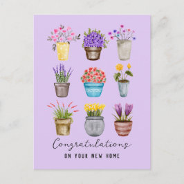 Grattis Nya Hem Stilstiliga Krukväxter Vykort