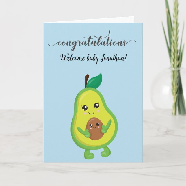 Grattis Nyfödd bebis Födelseldusch Avocado Kort (Framsida)