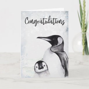 Grattis Nyfödd bebis Mamma Penguin Winter Snö Kort