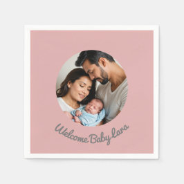 Grattis nyfödd bebis rosa, välkomna baby pappersservett