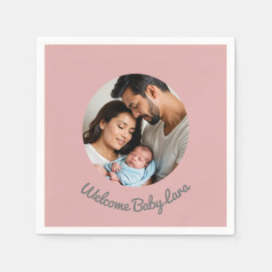 Grattis nyfödd bebis rosa, välkomna baby pappersservett