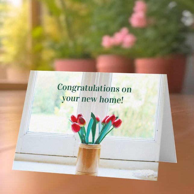 Grattis Nytt Hem Husvärmningsblommor Kort (Skapare uppladdad)