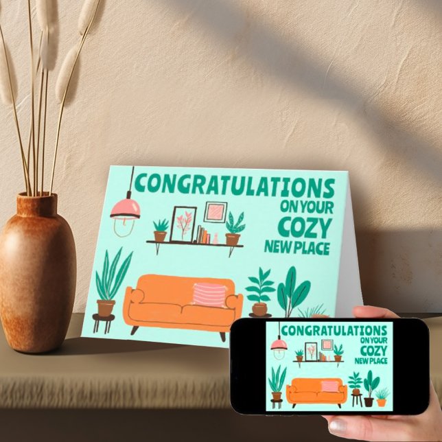 Grattis Nytt Hem Mysigt Litet Vardagsrum Kort (Congratulations New Home Cozy Cute Living Room Card
Housewarming Digital eCard )