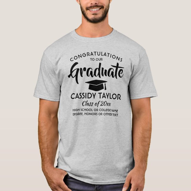 Grattis nyutexaminerad Enkel Modern Examen T Shirt (Framsida)