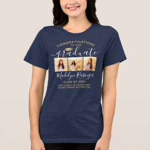 Grattis nyutexaminerad Modern 3 Foto Examen T Shirt