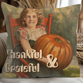 Grattis och tack | Vintage Girl med Pumpkin Kudde