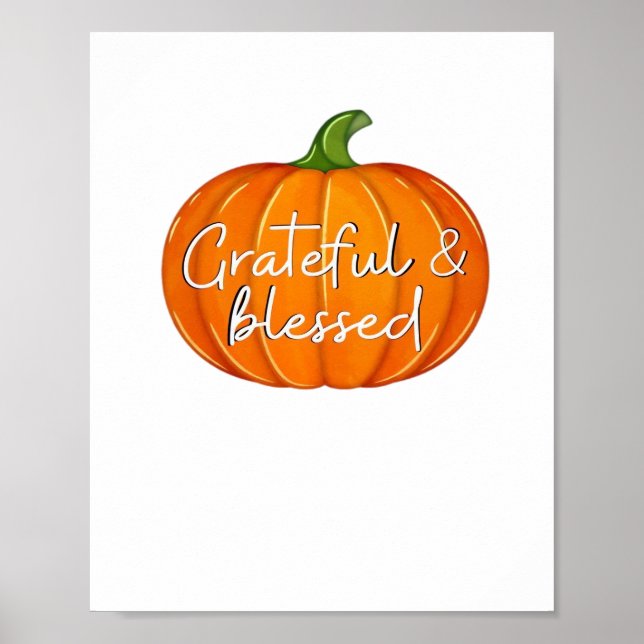 Grattis och välsignad - Pumpkin Fall Thanksgiving Poster (Framsidan)