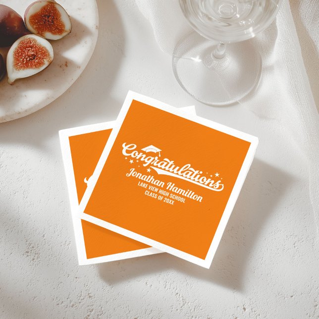 Grattis Orange Examenfest Pappersservett (Skapare uppladdad)