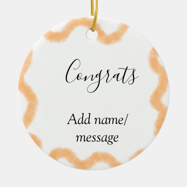 Grattis orange spiral spansk kant boho retro n julgransprydnad keramik (Framsidan)