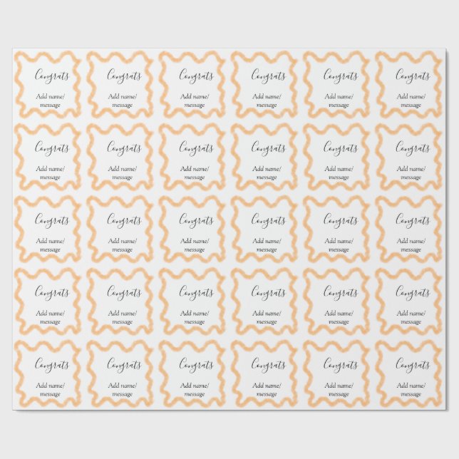Grattis orange spiral spansk kant boho retro n presentpapper (Platt)
