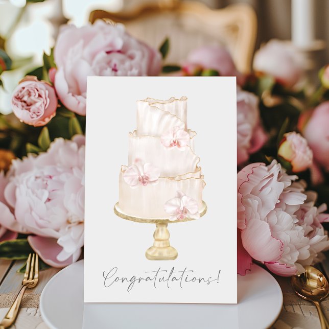 Grattis Orchid Bröllop Cake Kort (Skapare uppladdad)