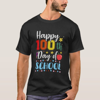 Grattis på 100:e skoldagen, färgglad lärare och el t shirt