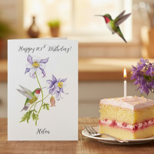 Grattis på 101-årsdagen Columbine med Hummingbird Kort