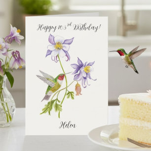 Grattis på 103-årsdagen Columbine med Hummingbird Kort