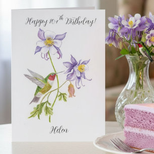 Grattis på 104-årsdagen Columbine med Hummingbird Kort