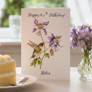 Grattis på 105-årsdagen Columbine med Hummingbird Kort