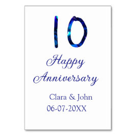 Grattis på 10-årsdagen blå glitter lägga till namn bordsnummer