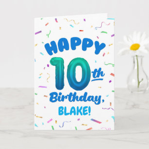 Grattis på 10-årsdagen kort med anpassat namn