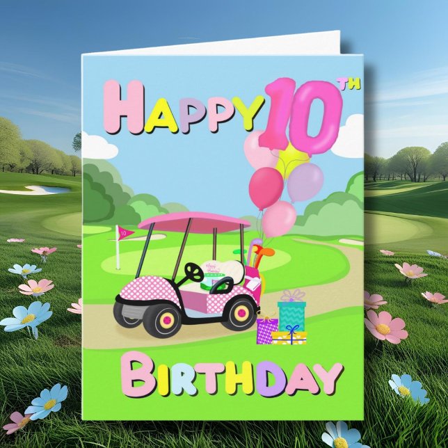 Grattis på 10-årsdagen Polka Dot Rosa Tjejaktigt G Kort (Skapare uppladdad)