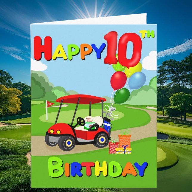 Grattis på 10-årsdagen Red Boys Golf Card Kort (Skapare uppladdad)