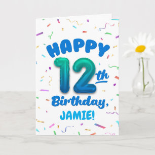 Grattis på 12-årsdagen kort med anpassat namn