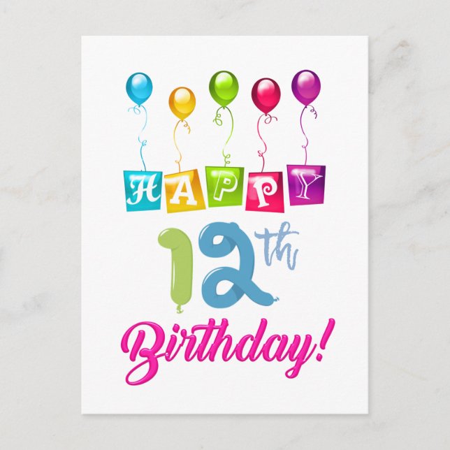 Grattis på 12-årsdagen vykort (Framsida)