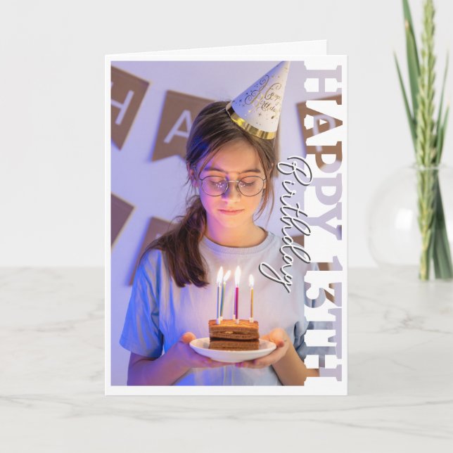 Grattis på 13-årsdagen Foto högskola Kort (Framsida)