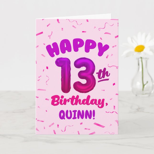Grattis på 13-årsdagen kort med anpassat namn (Liten växt)