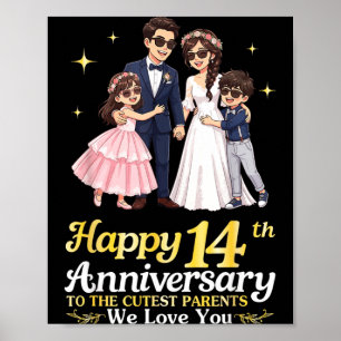 Grattis på 14-årsjubileum Sötaste Föräldrar Kärlek Poster