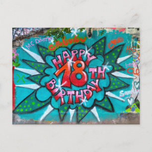 Grattis på 18-årsdagen Graffiti Vykort