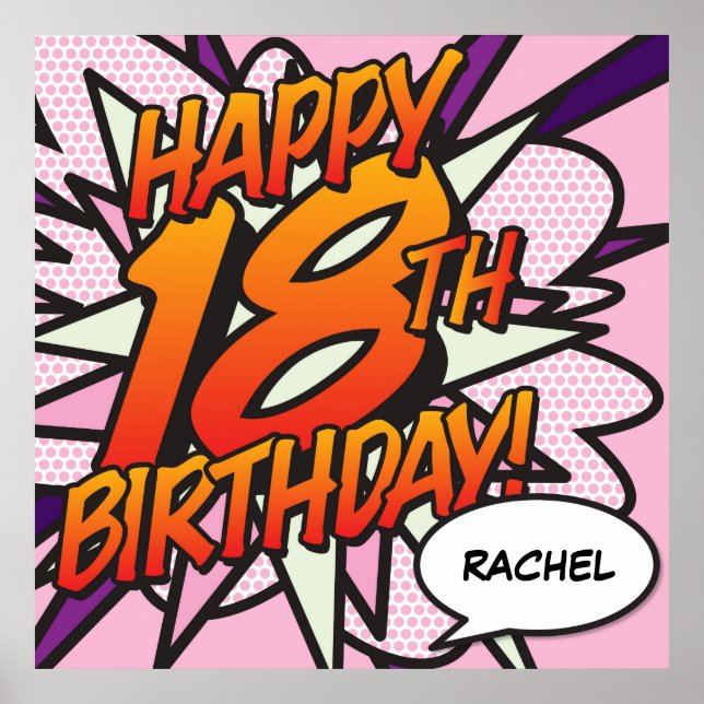 GRATTIS PÅ 18-ÅRSdagen Serietidning Popkonst Rosa Poster (Framsidan)