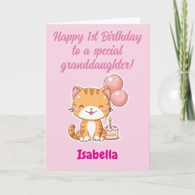 Grattis på 1-årsdagen, älsta barnbarn, sött litet  kort (Framsida)