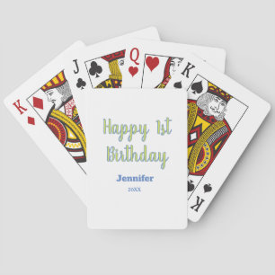 Grattis på 1-årsdagen barn baby grön blå pastell t casinokort