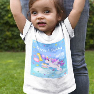 Grattis på 1-årsdagen Enhörning med födelsedagstår T Shirt