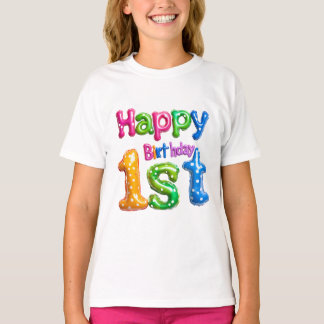 Grattis på 1-årsdagen – Färgglad ballongdesign T Shirt