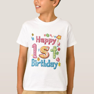 Grattis på 1-årsdagen – Färgglad födelsedagsfirand T Shirt