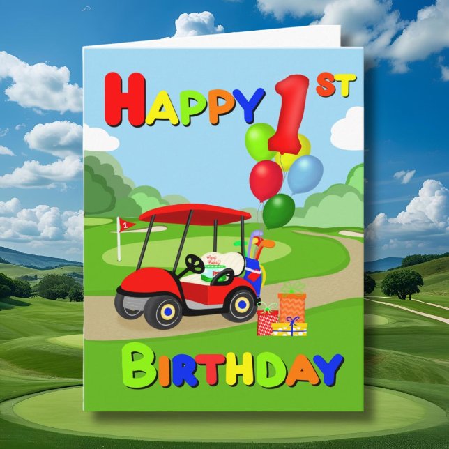 Grattis på 1-årsdagen Red Boys Golf Card Kort (Skapare uppladdad)