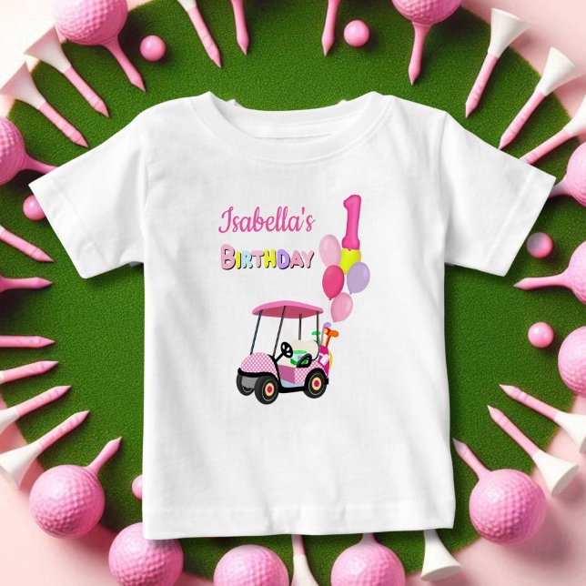Grattis på 1-årsdagen Rosa Prickiga Tjej Golf T Shirt (Skapare uppladdad)