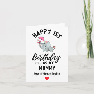 Grattis på 1-årsdagen som min mamma med baby elefa helgkort