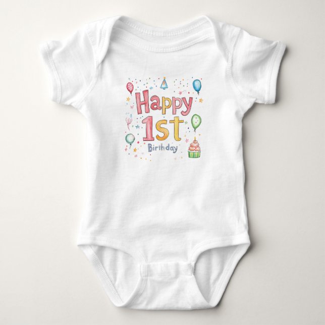 Grattis på 1-årsdagen – Söt födelsedagskort med ro T Shirt (Framsida)