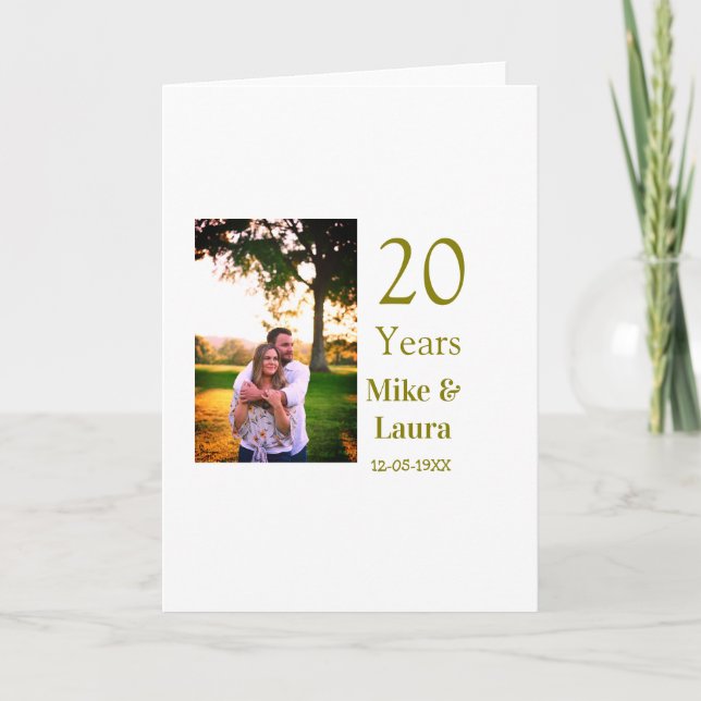 Grattis på 20-årsjubileum lägg till parnamn datum  kort (Framsida)