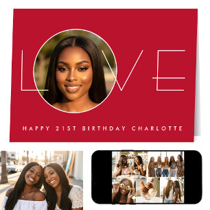 Grattis på 21-årsdagen Foto Kärlek Elegant Röd Kort
